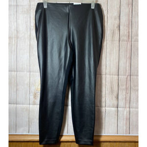 Ophelia Roe Black Faux Leather Skinny Leg Crop Leggings Size 1X NEW